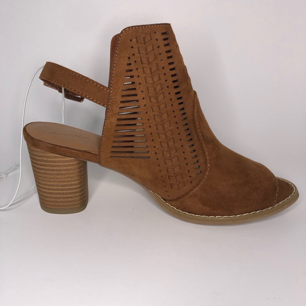 Universal Thread Brown Suede Peep Toe Stacked Blo… - image 6